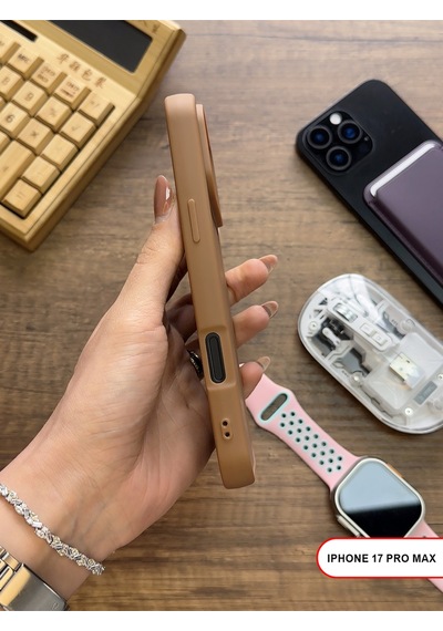 Apple iPhone 17 Pro Max Uyumlu Kamera Korumalı Darbeye Dayanıklı Renk Atmayan Keep Silikon Kılıf Kahverengi