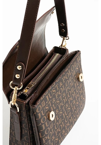 Just Polo Kadın Baskılı Ayarlanabilir Askılı Şık Ve Lüks El & Omuz Çantası Shoulder Bag Kahverengi