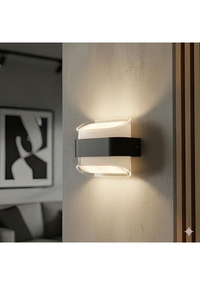 Dekoratif Aydınlatma 12w Led Aplik Cata Gozo Dış Ve İç Mekan Duvar Apliği - 3200k Günışığı, Ip44, Şeffaf Plexiglass Çerçeve, Modern Bahçe Aplik, Veranda, Teras Ve Dış Cephe Diğer