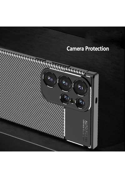 Samsung Galaxy Uyumlu S24 Ultra Kılıf Kamera Korumalı Karbon Desenli