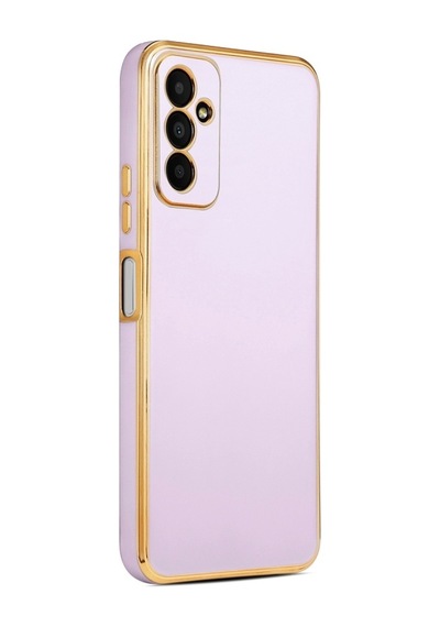 Samsung Galaxy M13 Uyumlu Kılıf Kenarları Parlak Altın Renkli Kamera Korumalı Soft Tasarım Kılıf