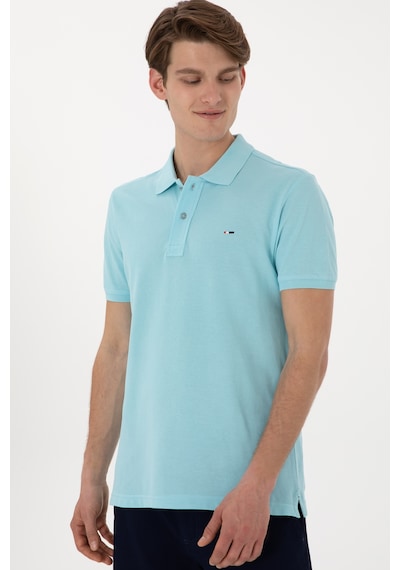 U.S. Polo Assn. Erkek Slim Fit Polo Yaka Aqua Basic Tişört 50297983-VR007