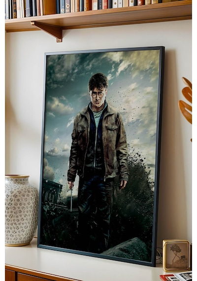 Harry Potter Hogwarts Savaşı Çerçeveli Tablo - Lüks Seçilmiş Kişi Karakter Posteri Duvar Dekoru Siyah