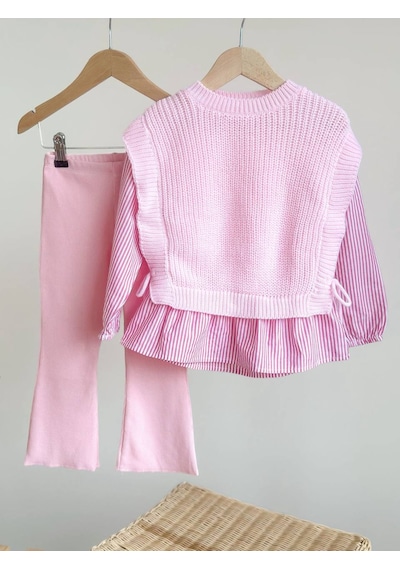 Unicorn Kız Çocuk Taytlı Takım Pembe