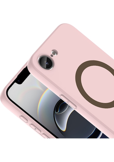 Maks Technology iPhone Uyumlu 16e Kılıf M-safe Şarj Özellikli Mkst Aris Silikon Kapak - Açık Pembe