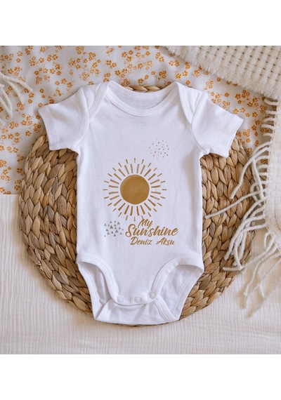 Bk Gift Bk Kids İsimli My Sunshine Tasarımlı Bebek Body Zıbın - Model 1 6 - 9 Ay Sarı
