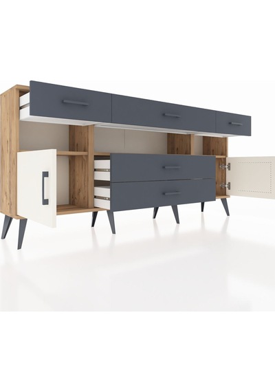 Arges Konsol 3 Raflı 5 Çekmeceli 2 Kapaklı 176x30x83 Çam-aytaşı/antrasit Aytaşı/antrasit Arges Konsol 3 Raflı 5 Çekmeceli 2 Kapaklı 176x30x83 Çam-aytaşı/antrasit Aytaşı/antrasit