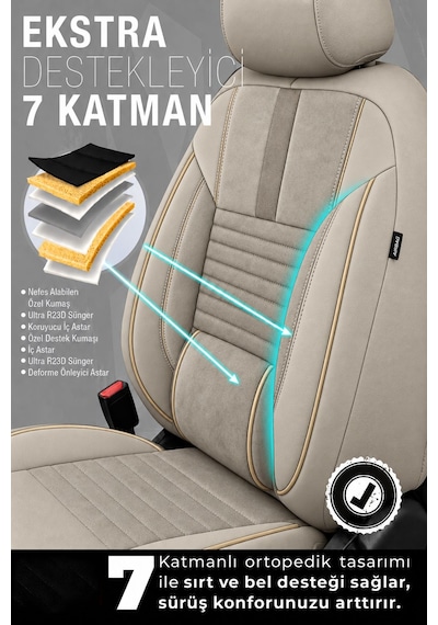 Opel Combo D Shadow Bej Tay Tüyü Ticari 2+1 Oto Koltuk Kılıfı Tam Set-kolay Montaj-terletmez-ortopedik 2012 - 2018