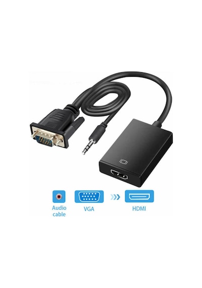 Vga Hdmi Çevirici Dönüştürücü Kablo Ses Destekli Vga To Hdmi
