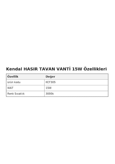 Kendal Hasır Tavan Vanti 15w 20"hasır Tavan Vantilatör -açık Kahverengi