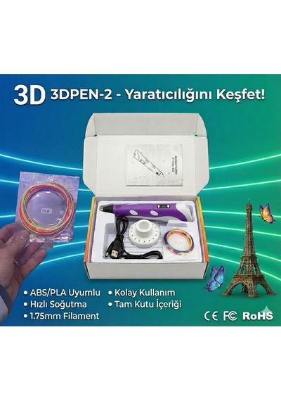 3d Pen Yaratıcı 3d Kalem Seti - Tam Kutu İçeriği, Kolay Kullanım, Abs/pla Uyumlu