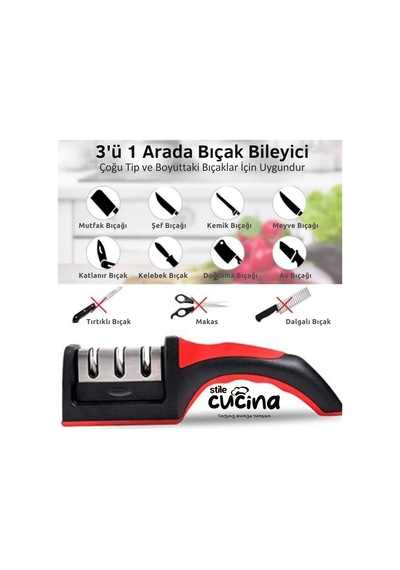 3 Açılı Profesyonel Bıçak Bileyici Elmas Seramik Tungsten Çelik El Bıçakları Bileme Kırmızı Siyah