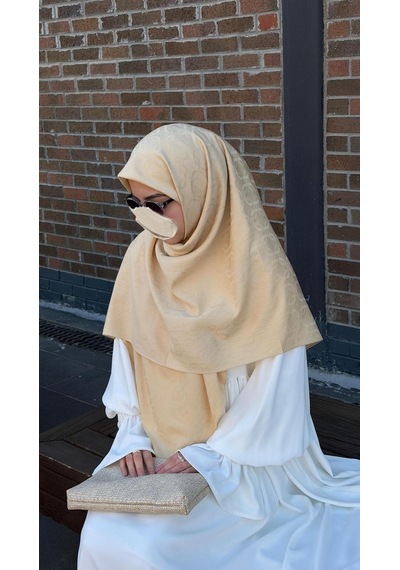 Qalortex Scarf Premium Jakarlı Mira B.boy Eşarp -gold
