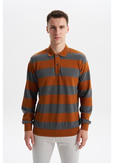 AR-MA Arma Erkek Ribanalı Regular Fit Çizgili %100 Pamuk Ringel Ottoman Kumaş Polo Yaka Düğmeli Sweatshirt K30554952602 Kahverengi - Krem AR-MA Arma Erkek Ribanalı Regular Fit Çizgili %100 Pamuk Ringel Ottoman Kumaş Polo Yaka Düğmeli Sweatshirt K30554952602 Kahverengi - Krem