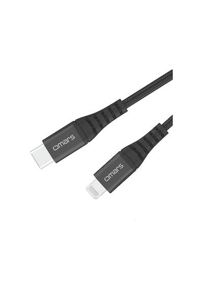 Omars MFI Sertifikalı Type-C to Lightning iPhone / Apple Uyumlu iPad  Örgülü Hızlı Şarj ve Data Kablosu 1 Metre Siyah