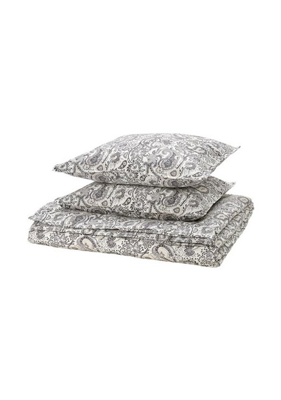 Ikea Rodgersıa Çift Kişilik Nevresim Seti, Gri-beyaz, 240x220/50x60 Cm