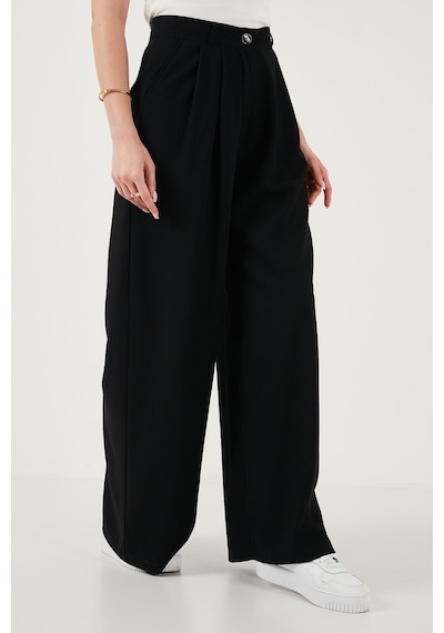 Lela Wide Leg Yüksek Bel Geniş Paça Palazzo Bayan Pantolon 5866290 Siyah