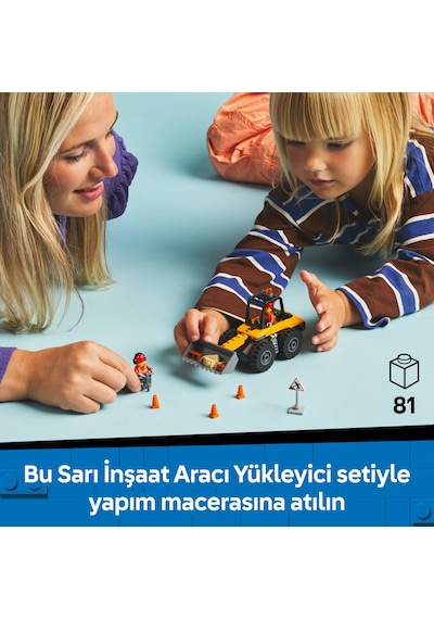 LEGO® Sarı Tekerlekli İnşaat Yükleyicisi 60450 - 4 Yaş ve Üzeri Çocuklar için Yaratıcı İnşaat Aracı İçeren Oyuncak Yapım Seti (81 Parça)