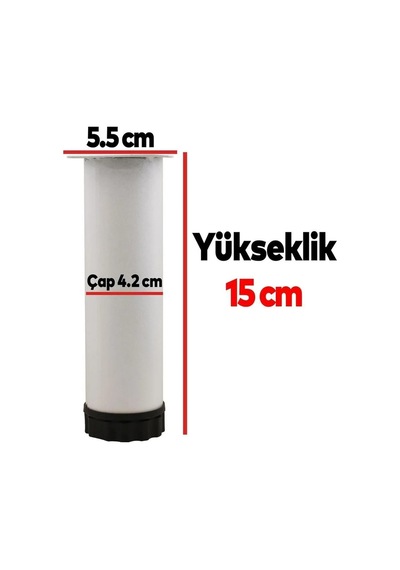Bro Ayarlanabilir Mobilya Kanepe Koltuk Metal Destek Yükseltici Ayağı 15 Cm Beyaz Ayakları 4 Adet. B Diğer