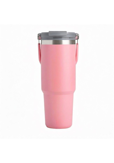 Microcase 900ml Pipetli El Tutacaklı Paslanmaz Çelik Termos Mug - Al5722 Pembe