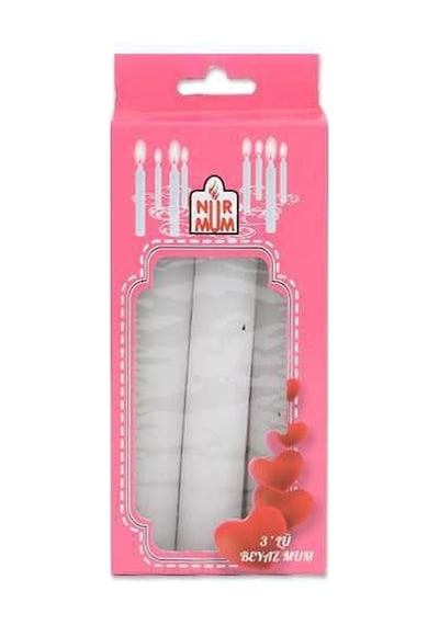 X-403 3 Lü Beyaz Mum Çok Renkli