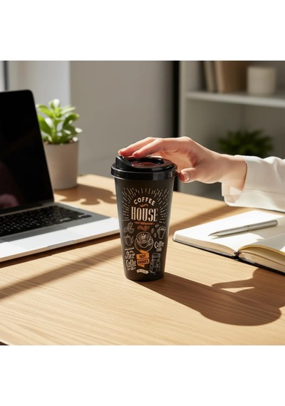 Kapaklı Kahve Bardağı Pratik Kullanımlı Plastik Kahve & Çay Kupası Sıcak İçecek Bardakları Hot Drinks Kabı 650 Ml, Coffee House çok renkli Kapaklı Kahve Bardağı Pratik Kullanımlı Plastik Kahve & Çay Kupası Sıcak İçecek Bardakları Hot Drinks Kabı 650 Ml, Coffee House çok renkli