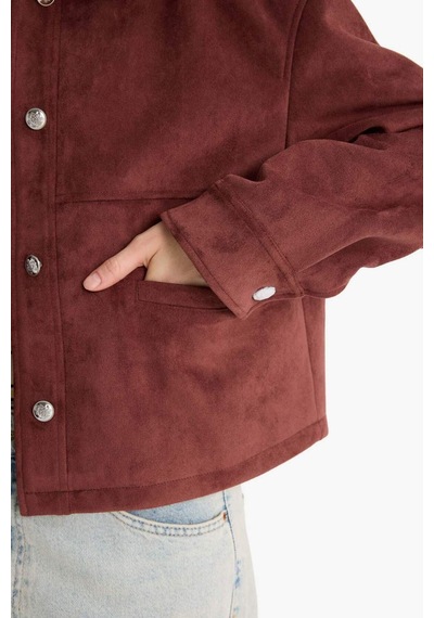 Defacto Regular Fit Polo Yaka Süet Mont F2815ax25wnbr444 Bordo