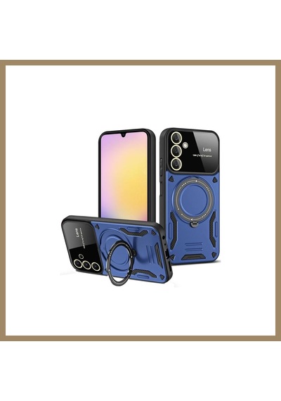 Bezos Samsung Galaxy S23 Fe Uyumlu Kılıf Joy Lens Standlı Kapak - Lacivert 22