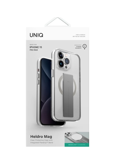 Apple Uyumlu iPhone 15 Pro Max Heldro Mag Serisi Magsafe Özellikli Magclick Tutma Bandı Flexgrip Clear 01-Gümüş Apple Uyumlu iPhone 15 Pro Max Heldro Mag Serisi Magsafe Özellikli Magclick Tutma Bandı Flexgrip Clear 01-Gümüş