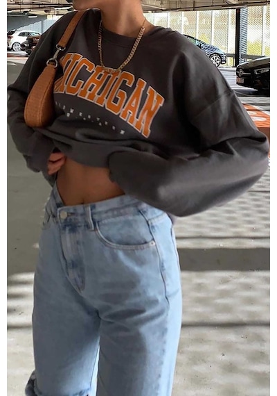 Madmext Mad Girls Antrasit Sweatshirt Mg785 Antrasit