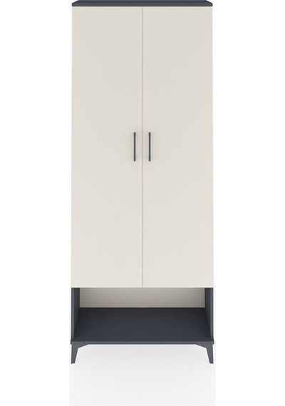 Arges Dolap 2 Raflı 2 Kapaklı Tek Askılı 88x30x221 Antrasit-aytaşı Antrasit