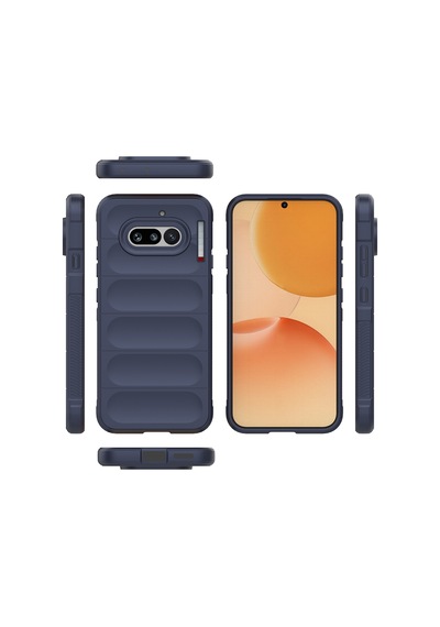 Nothing Phone 4a Kılıf Esnek Tpu Oyuklu Arka Yüzey Tasarımlı Etnik Silikon Kapak Lacivert