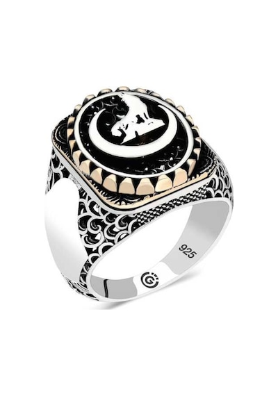 Gümüş Hilal Bozkurt Oval Erkek Yüzük (551187480)