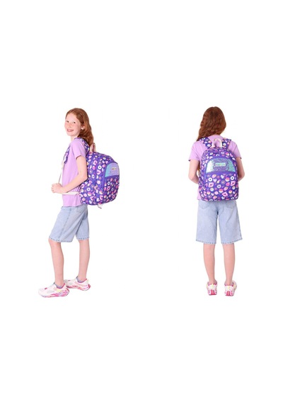 Kaukko Kids Pullu Şekerleme Desenli, Kız Çocuk Mor Okul Çantası + Beslenme Çantası Seti L5216+l7216 Mor