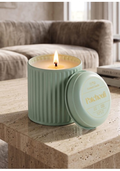 The Mia Calm Patchouli Kokulu Yeşil Kapaklı Mum 830 Gr 12x Beyaz