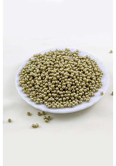 4 Mm Açık Zeytin Yeşili Plastik İnci Boncuk Aksesuar Takı Malzemesi 25 Gr