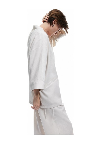 Koton Cepli Geniş Yarım Kol Keten Kimono Gri 5sak50027ew Gümüş Rengi