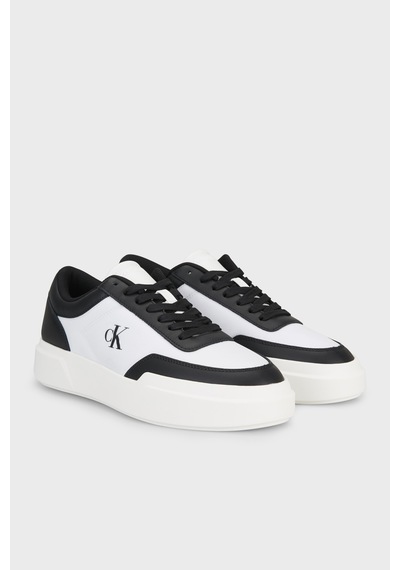 Calvin Klein Deri Logolu Sneaker Ayakkabı Hm0hm0232601w Erkek Ayakkabı Hm0hm02326 01w Beyaz-siyah