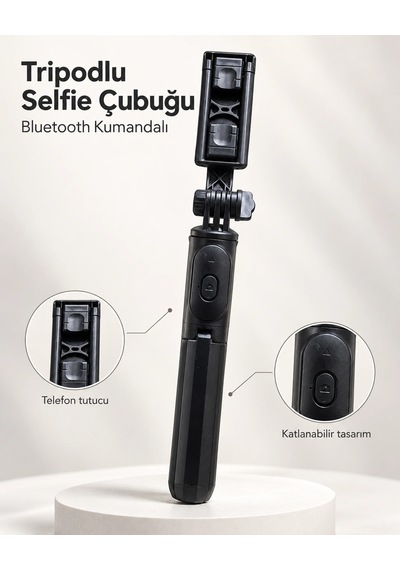 Mey İthalat Fotoğraf Ve Video Çekimleri İçin Kablosuz Kumandalı Telefon Selfie Çubuğu