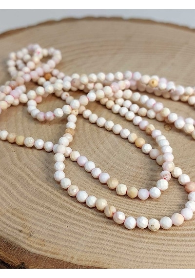 Beyaz Opal Taşı 3mm Kolye (Sabit Klipsli) Altın