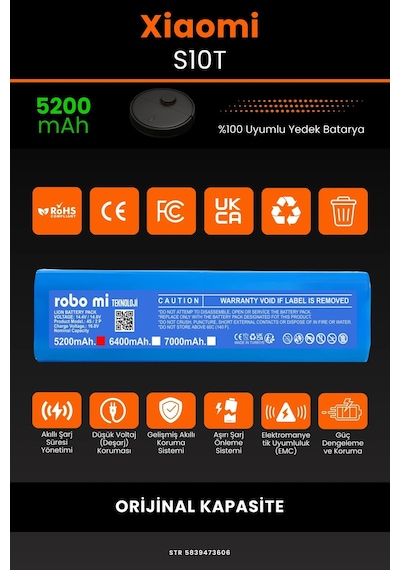 Xiaomi Mi Robot S10T 5200mAh Robot Süpürge  Bataryası