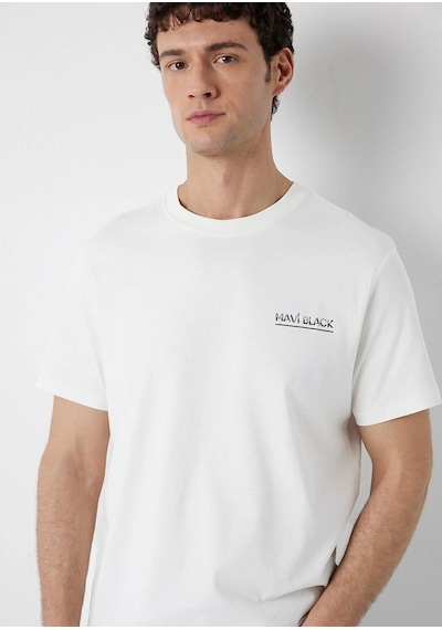 Mavi M0613533-70057 Mavi Black Baskılı T-shirt Erkek Tişort Beyaz