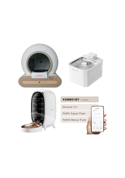 Groove Ti+ Akıllı Otomatik Kedi Tuvaleti Kahverengi - Petfit Aqua Flow Akıllı Bataryalı Su Pınarı Çeşmesi + Petfit Meow Pure Akıllı Otomatik Mama Kabı Bundle Groove Ti+ Akıllı Otomatik Kedi Tuvaleti Kahverengi - Petfit Aqua Flow Akıllı Bataryalı Su Pınarı Çeşmesi + Petfit Meow Pure Akıllı Otomatik Mama Kabı Bundle