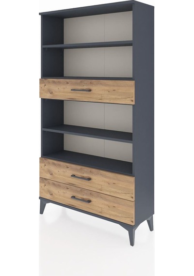 Arges Dolap 4 Raflı 3 Çekmeceli 88x30x163 Antrasit-çam Antrasit