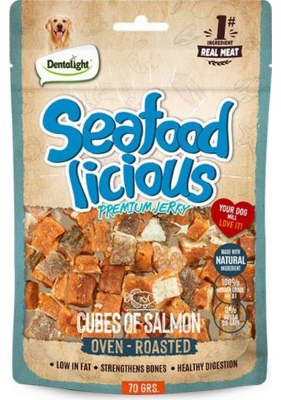 Dentalight Seafood Cube Somon Balıklı Köpek Ödül Küpleri 70 Gr