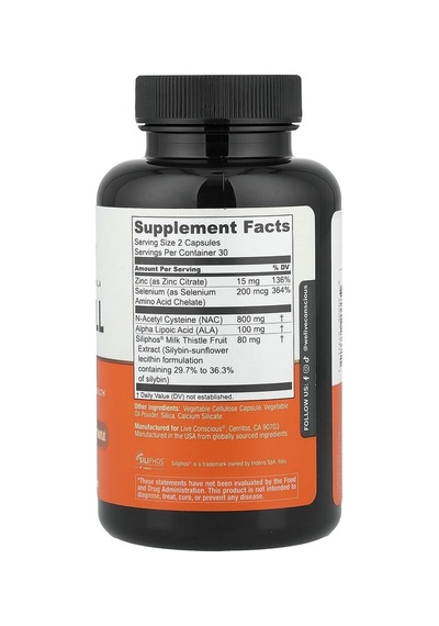 Live Conscious, Liver Well With Na-c & Ala & Siliphos Milk Thistle, 60 Capsules