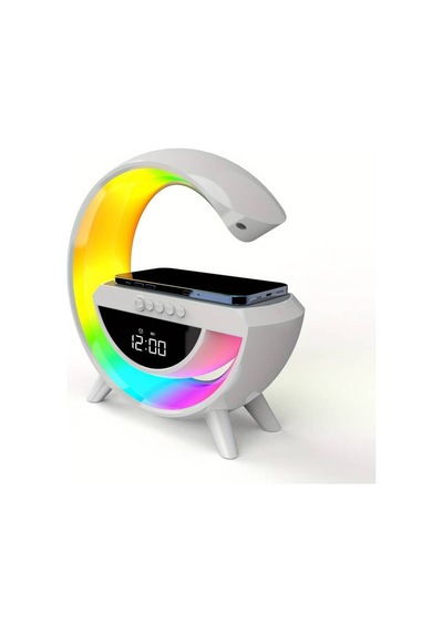 G Bluetooth Hoparlör 15w Kablosuz Hızlı Şarj Alarm Çalar Saat Gece Lambası Ambians Led Işık