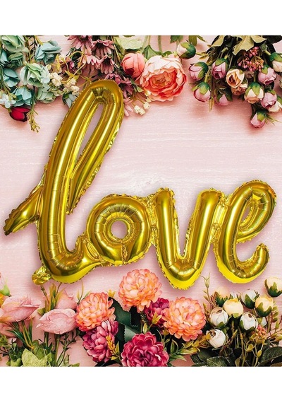 Folyo Balon Love El Yazılı Helyum Balon Gold Altın