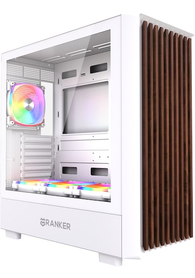 Ranker Lyra Wood White Argb Tempered Glass Usb 3.0 Type-c Atx Mid Tower Kasa