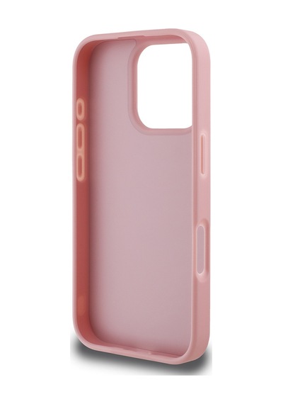 Apple Uyumlu iPhone 16 Pro Max Kılıf Guess Lisanslı Üçgen Logolu Taşlı Kapak Pembe